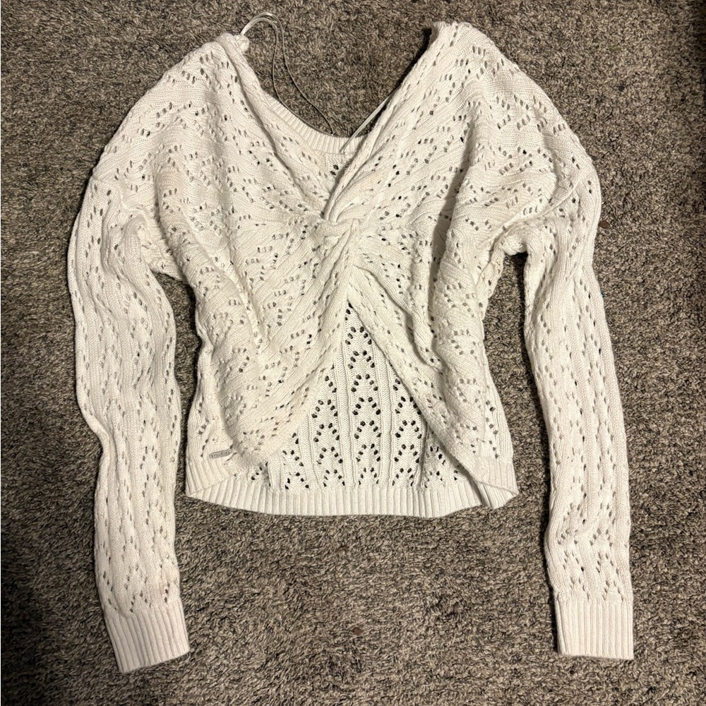 Hollister Boho Cropped Sweater With Front Knot
